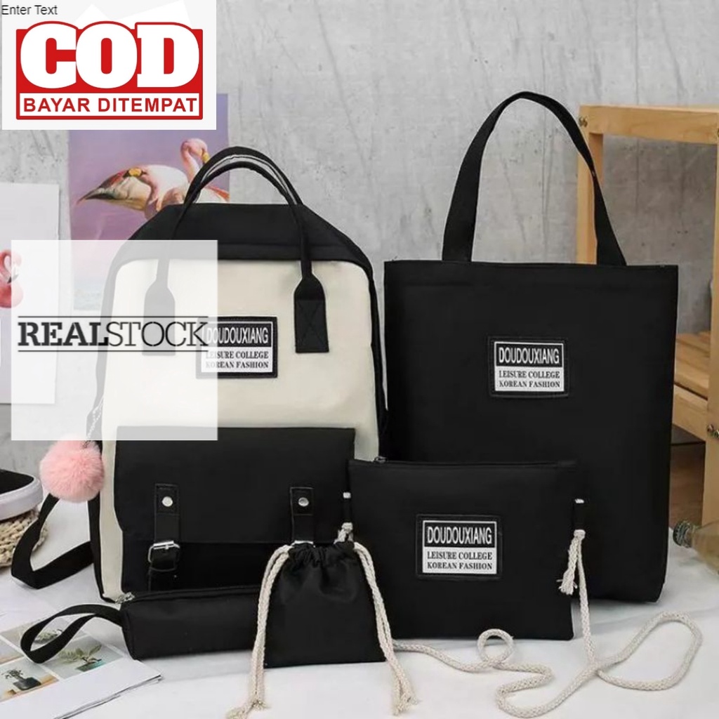 [ PROMO ] TAS AFGAN - TAS 5 IN 1 TAS WANITA MODEL TERBARU TERMURAH TERKINI LUCU ELEGAN / RANSEL WANI