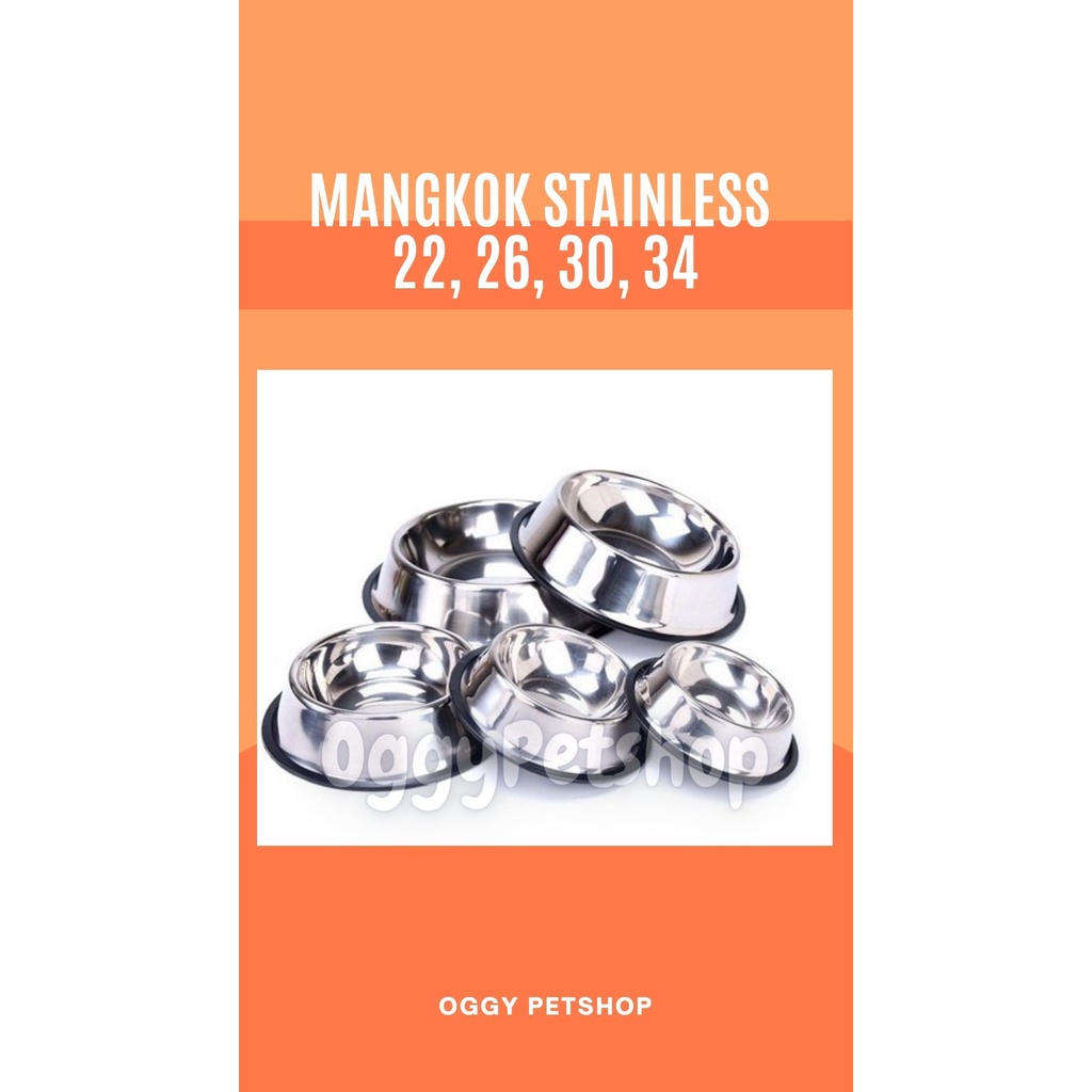 mangkok stainless anjing kucing pet water food bowl feeder