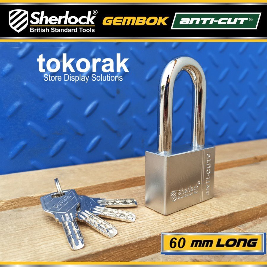 GEMBOK RUMAH ANTI CUT 60MM PANJANG SHERLOCK - GEMBOK PAGAR - COMP KEY