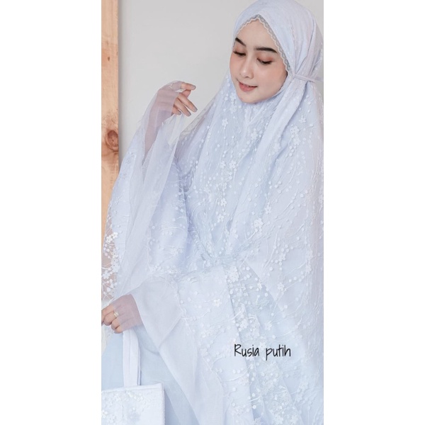 Mukena dewasa Mukena Rusia dan italy ELFFEL DALANOVA ORI ASLI - Putih Murah