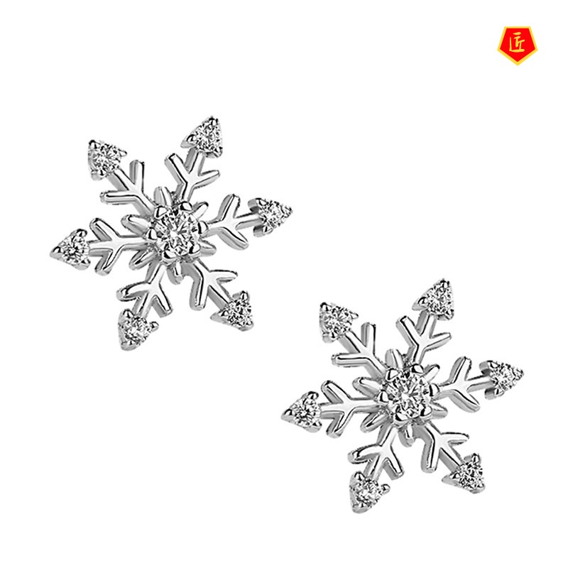 [Ready Stock]Women's Simple New 925 Silver Snowflake Ear Studs