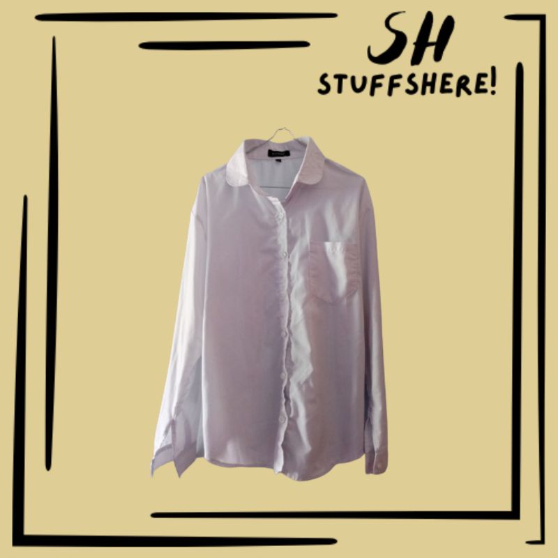 Preloved Kemeja Putih Wanita Lengan Panjang / Preloved Oversized Shirt White Women / Preloved EVONNE