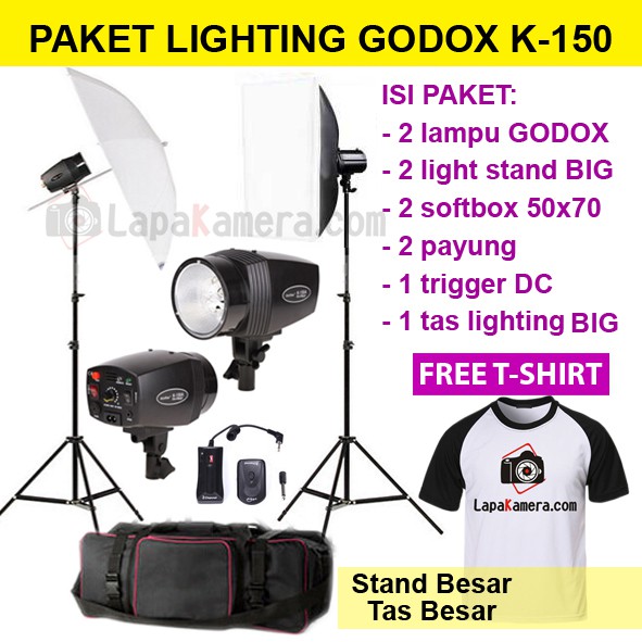 Paket Lampu Studio / Paket Lighting Godox K-160A Stand Besar