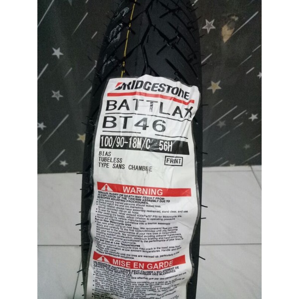 BAN LUAR BRIDGESTONE BT 46 UKURAN  100/90-18 TUBELESS