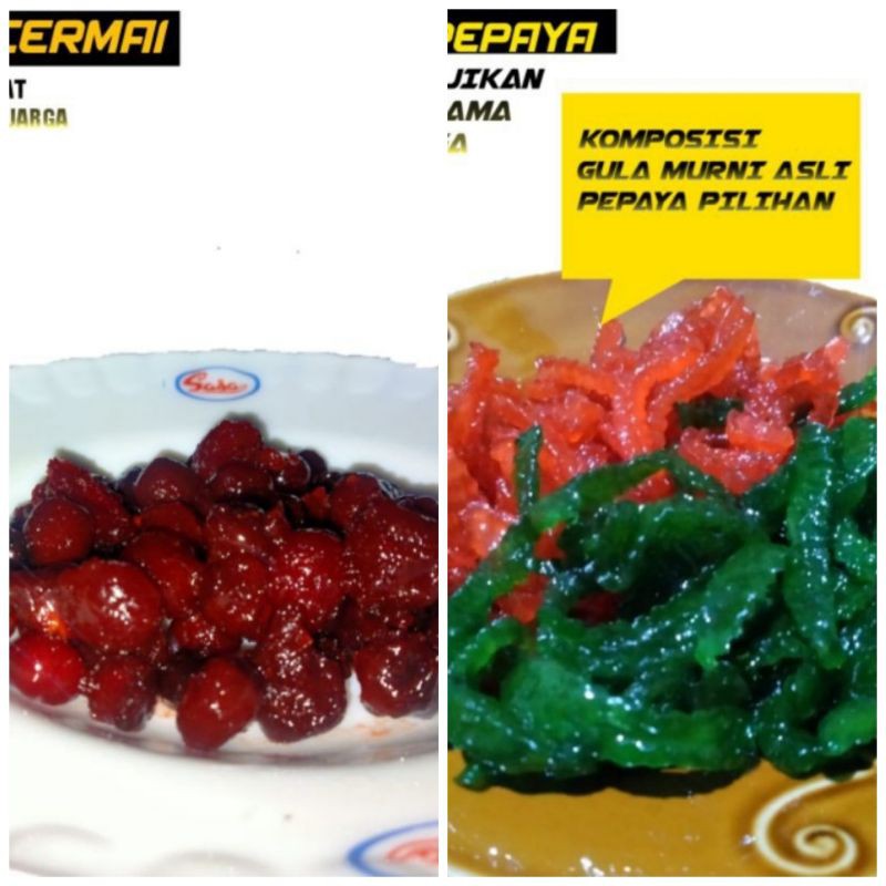 

Lebih hemat!!manisanpepaya 250gr dan manisancermai 250gr