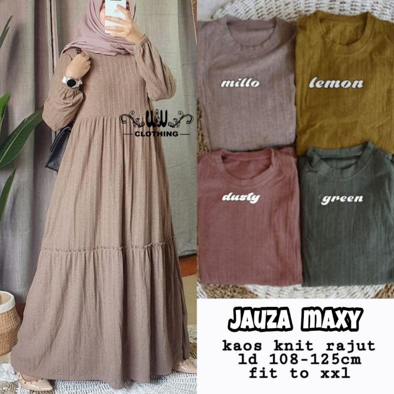 GAMIS DRESS HARIAN FALIA MAXY GAMIS WANITA BAHAN KAOS KNIT RAJUT IMPORT LD110-125cm FIT TO XL-Jauza milo