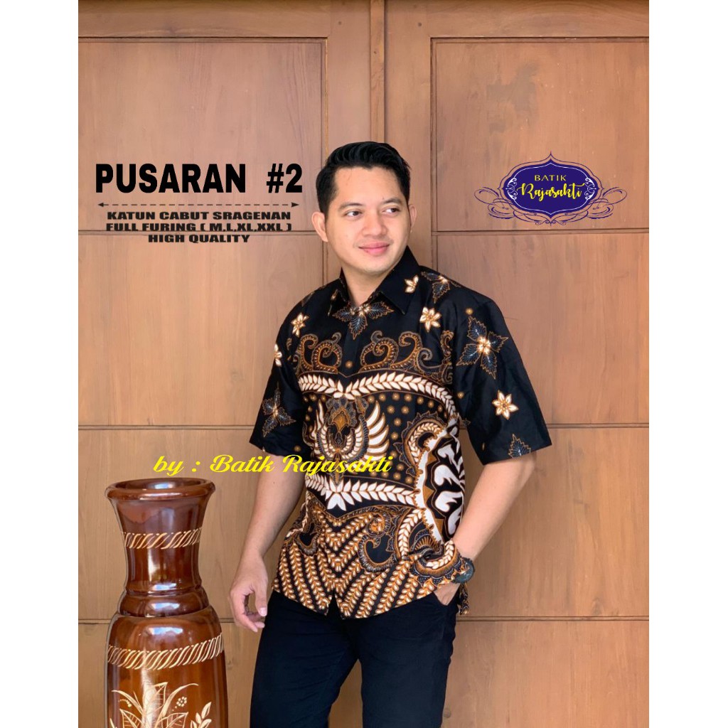 PUSARAN 2 Kemeja Batik Pria Lengan Pendek Katun Halus FULL FURING Rajasakti