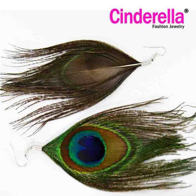 Promo Anting Hijab Bulu Merak / Anting Pesta Bulu Merak / Anting Bulu Merak Berkualitas