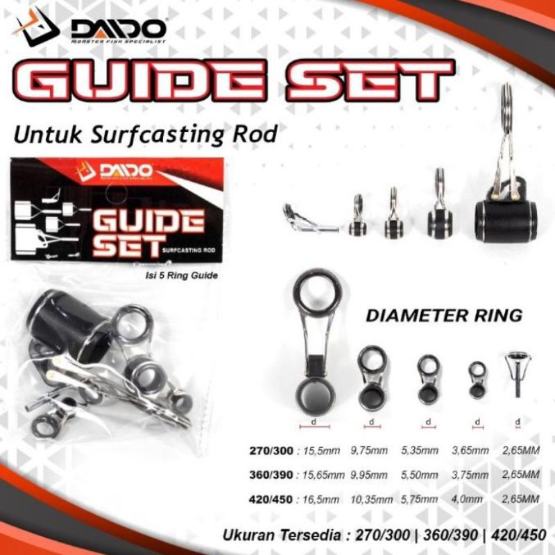Ring guide set daido surf tigershark cincin joran pancing pasiran