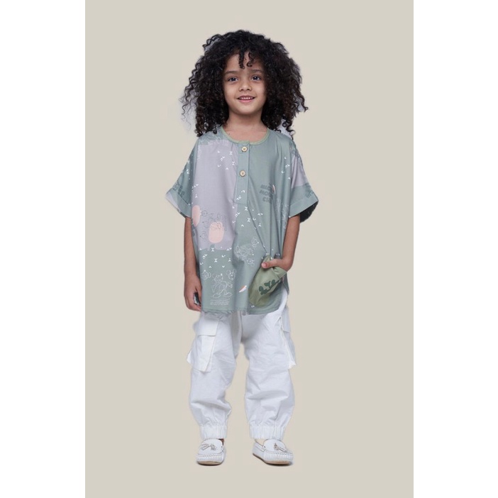 Panchito Top Boy - Green | Luna by Ria Miranda x Disney | Kemeja Anak Laki Disney Mickey | Sale Disk