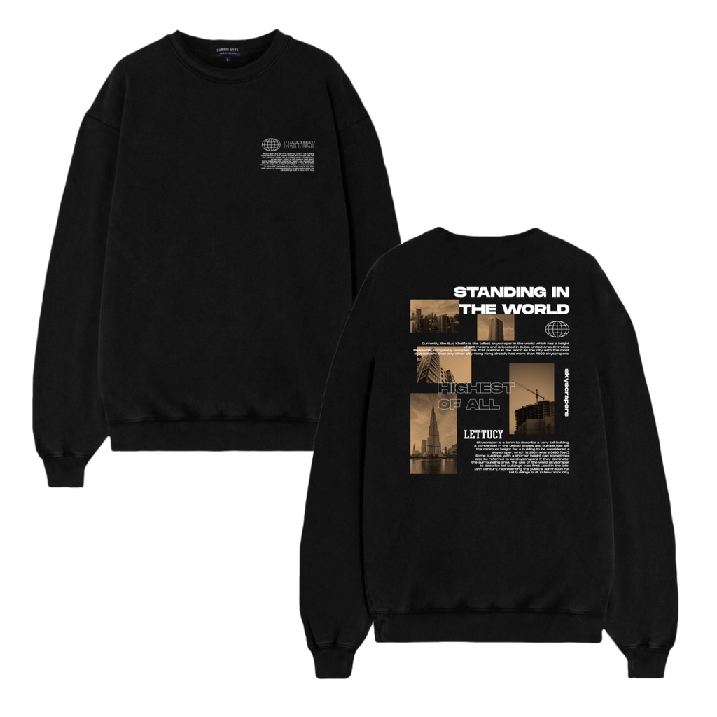 LETTUCY - CREWNECK SWEATER BLACK & CREAM-highest of all