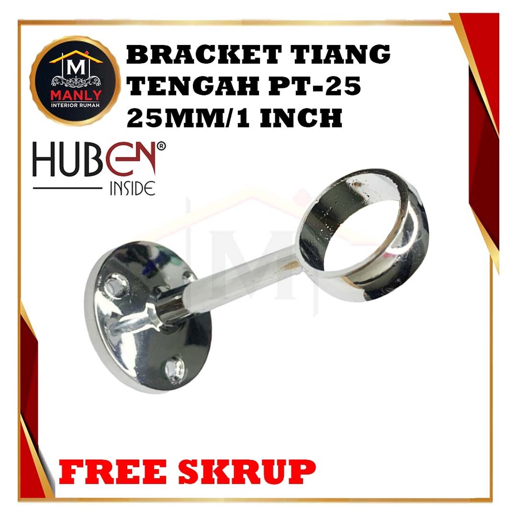 Braket Tiang sock Pipa Bulat SS Aluminium Tembus Buntu 25mm (1 inch)