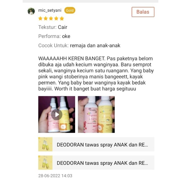 Deodorant Spray Tawas Anak dan Remaja paket Reseller isi 10