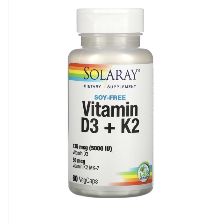 SOLARAY vitamin D3+K2 soyfree 60 vegcaps