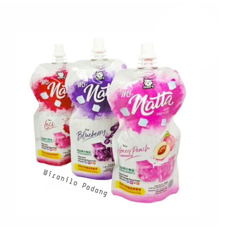 

Sidore Mr. Natta Nata de Coco Jelly Drink Variasi Rasa Honey Peach, Blueberry, Lychee 126 mL