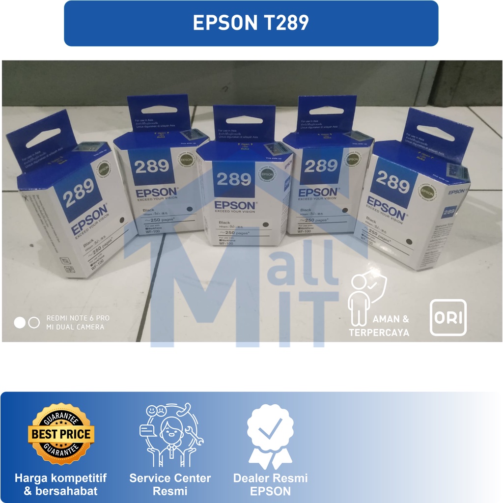 TINTA CATRIDGE EPSON T289 BLACK C13T289190 ORIGINAL ASLI WF-100