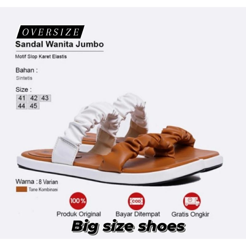 BIG SIZE Sandal MK Wanita koreaan Ukuran besar 41.42.43.44.45 Sendal Full karet khusus kaki gemuk Lebr cantik murah