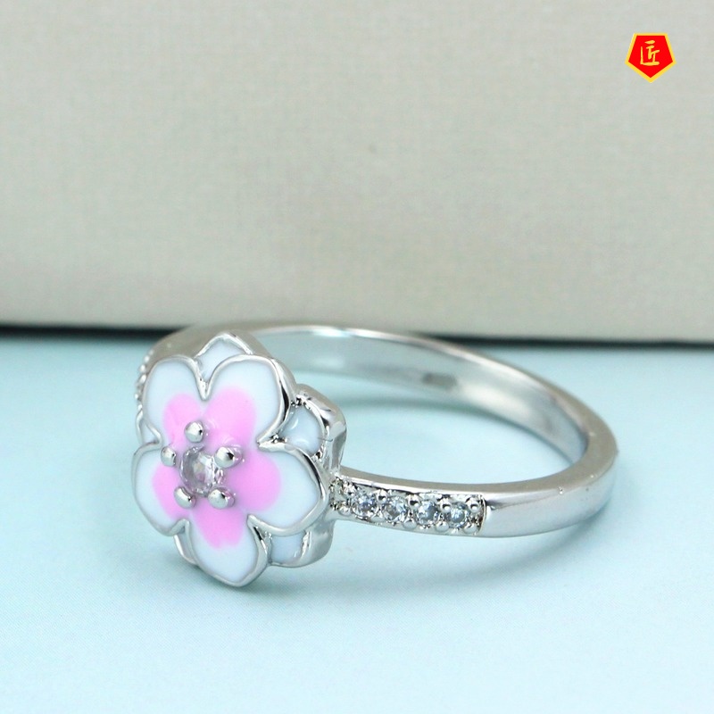 [Ready Stock]Elegant Simple 925 Silver Peach Blossom Ring