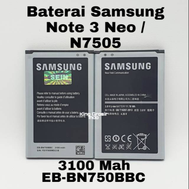 Baterai Samsung Note 3 Neo / N7505 Original OEM EB-BN750BBC Battery