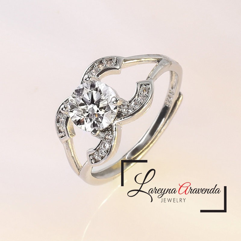 Cincin Silver S925 Kristal Model Double C Diamond CC026