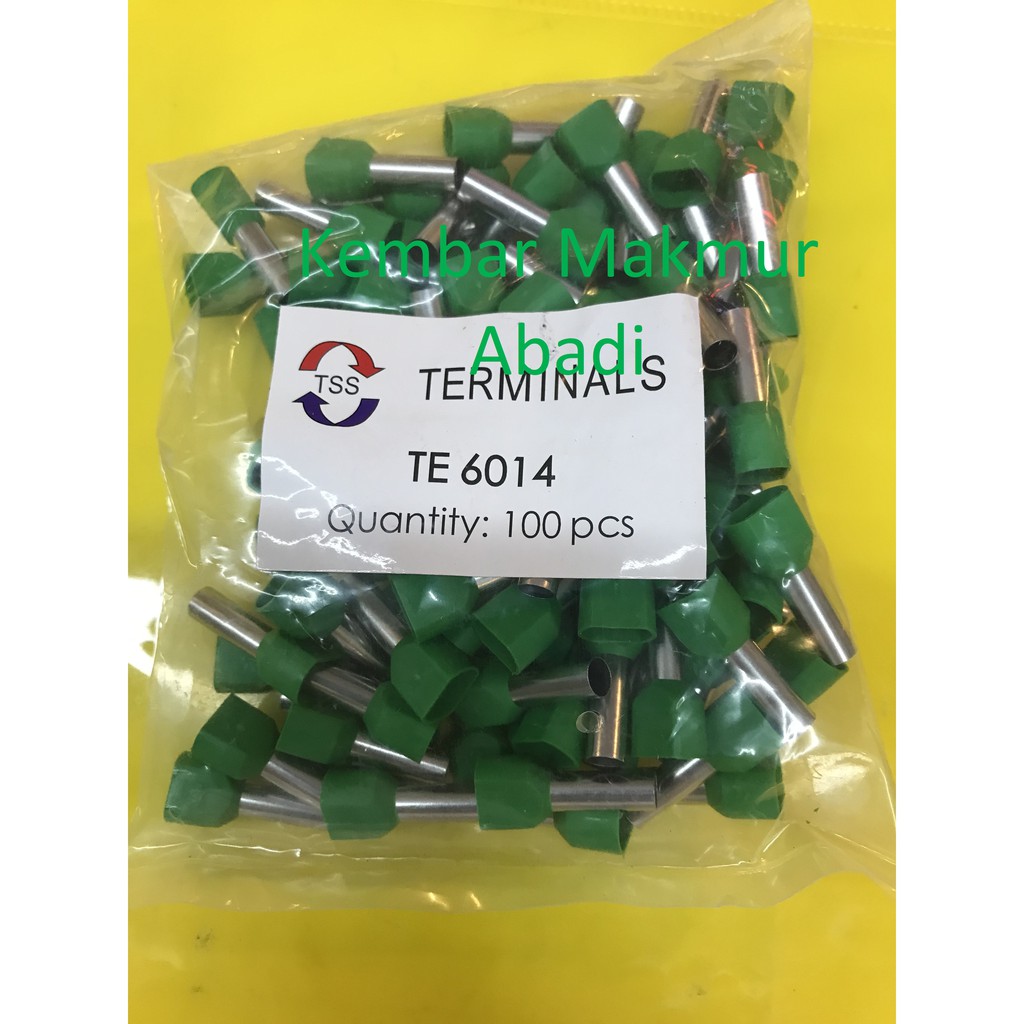 Skun Ferules TWIN 6mm / Skun Kabel Ferulles TWIN 6mm GREEN TE 6014 / Ferules DOUBLE 6mm HIJAU TE6014