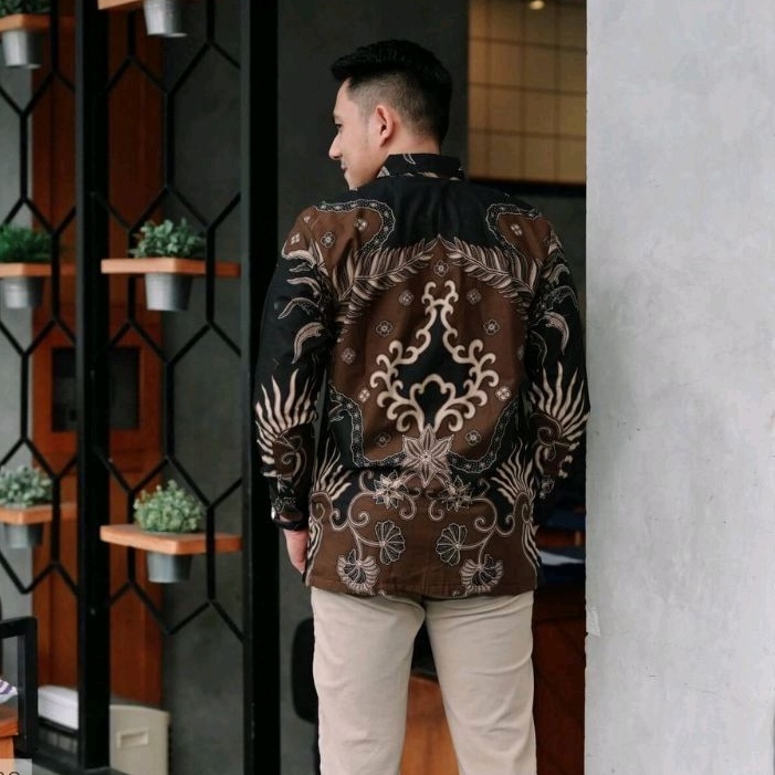 KENZO Kemeja Batik Pria Anyar Casual Lengan Panjang Modern Modis Soloan Batik Pria Kantor Big Size M L XL XXL Batik Pria Kantor