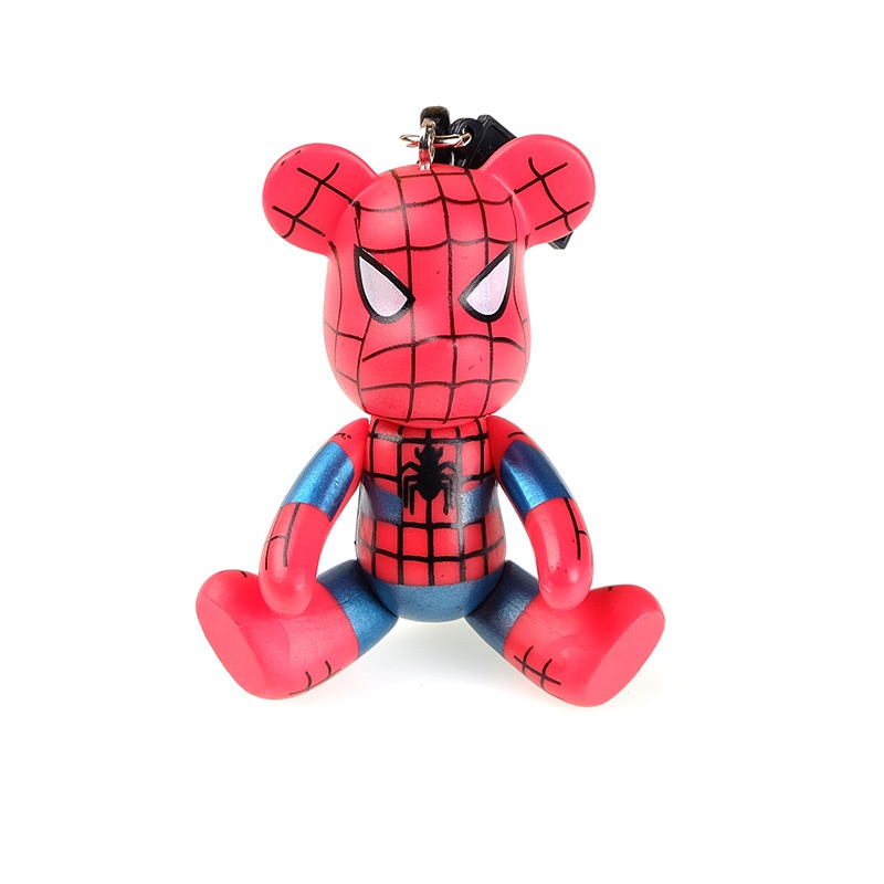 1pc Gantungan Kunci Bentuk Kartun Marvel Spiderman Avengers Bear Bahan Metal Untuk Tas / Handphone