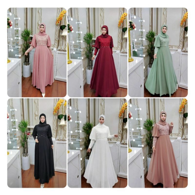 GAMIS DRESS AZIZAH PASMINA SET PREMIUM BY LANI