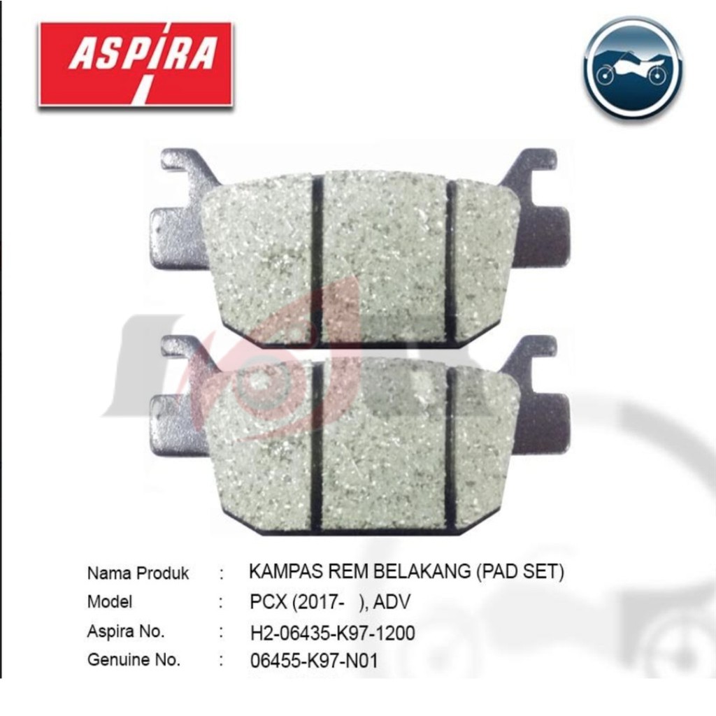 ASPIRA Disc Pad Belakang PCX 150 Kampas Rem Cakram ADV Rear ASTRA K97