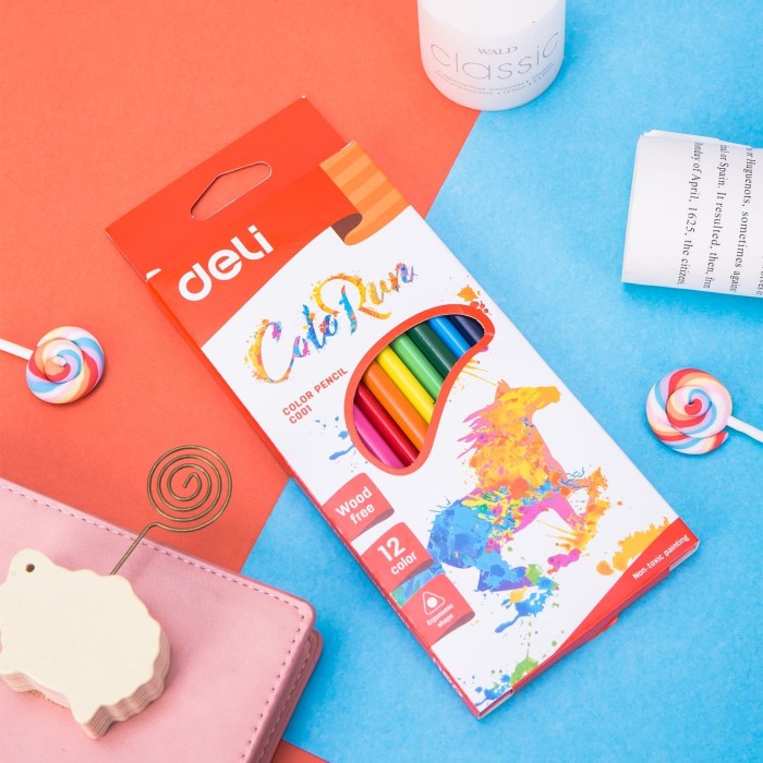 

Sale Deli Pensil Warna Murah/Plastic Color Pensil/ 12-24 Warna Hemat