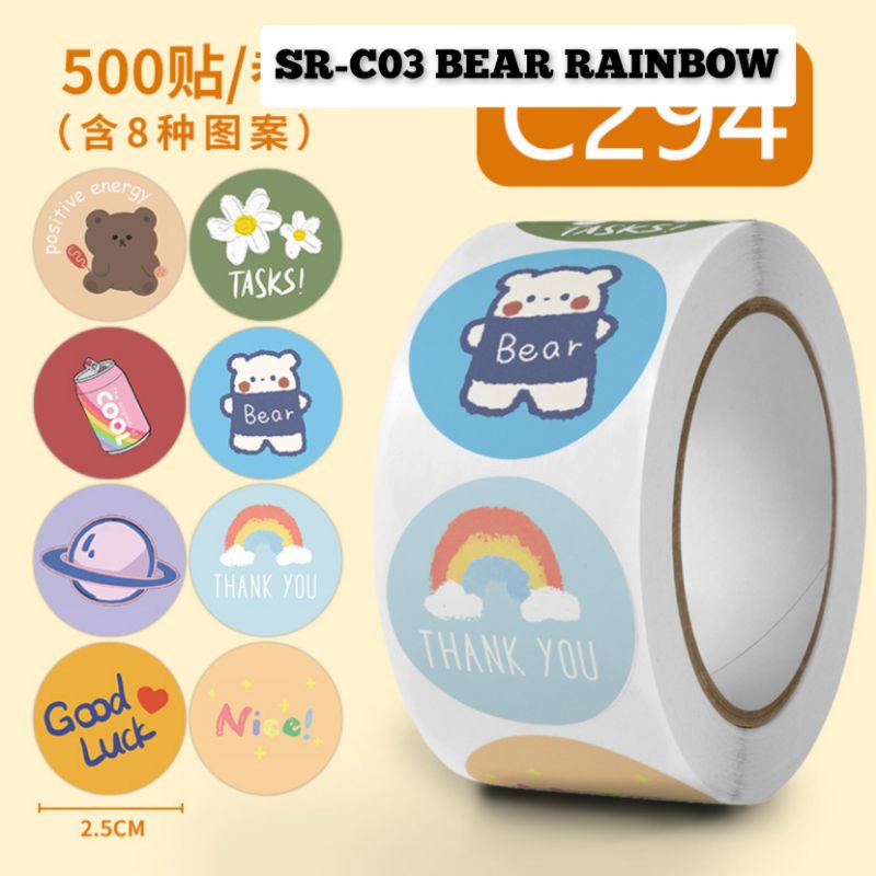 STICKER ROLL IMLEK / XMAS /THANKYOU / SANRIO KAWAII AESTHETIC 1 ROLL 500pcs/STIKER ESTETIK LABEL DIARY JURNAL DECO ROUND 2.5cm