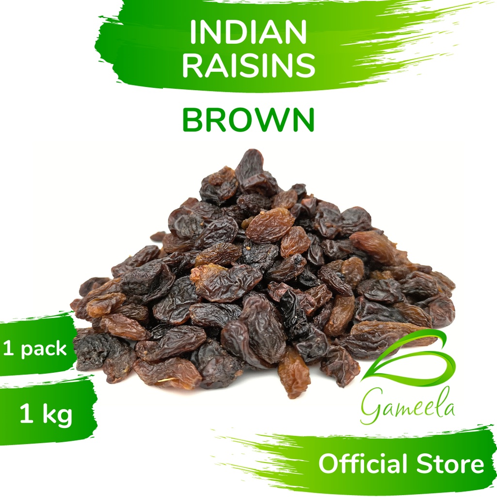 

Gameela Brown Indian Raisins 1 Kg Kismis India Warna Coklat Kehitaman Rasa Manis Legit Raisin Buah Anggur Kering Dried Grape Fruit Healthy Raw Natural Snack Super Food Resep Bahan Nasi Arab Briyani Bukhori Salad Granola Diet Sehat JSR Ayurveda Keto Vegan