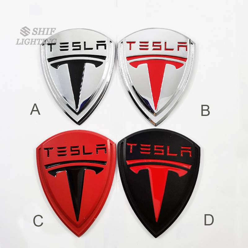 1Pc Stiker Emblem Logo TESLA Bahan Metal Untuk Dekorasi Mobil TESLA