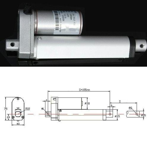 Motorized Linear Actuator Aktuator 12V 100Mm 800N 20Mm Per S ~Br