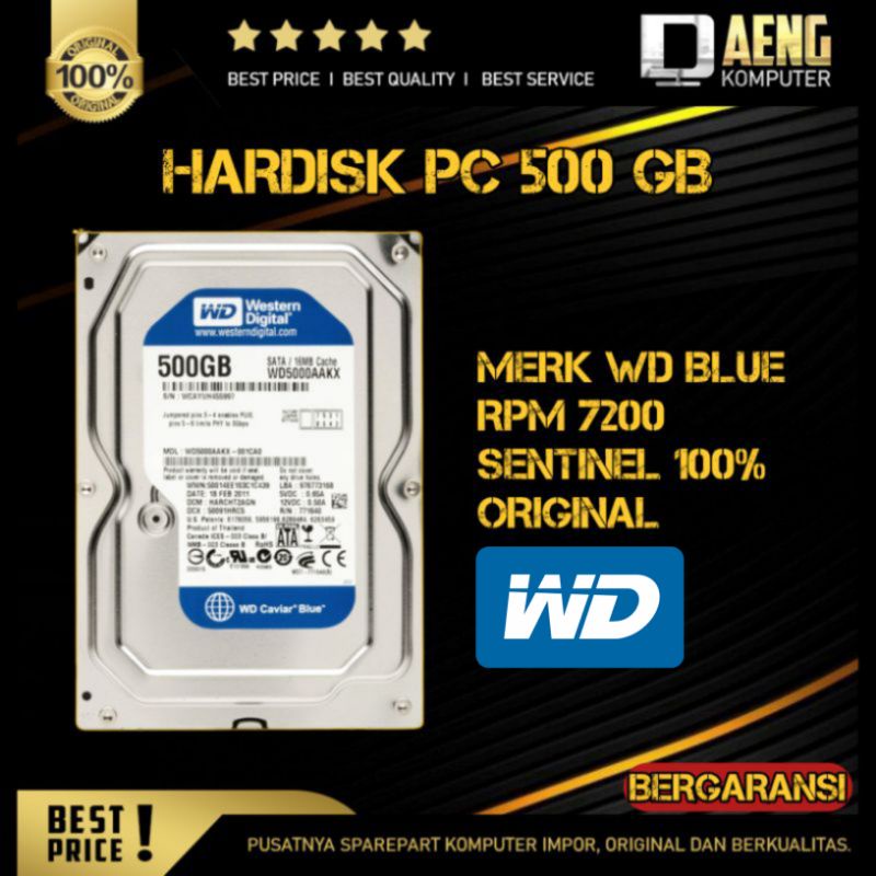 Harddisk Internal PC WD / Seagate 500GB–1TB SATA 7200RPM Original | HDD Desktop Sentinel 100%