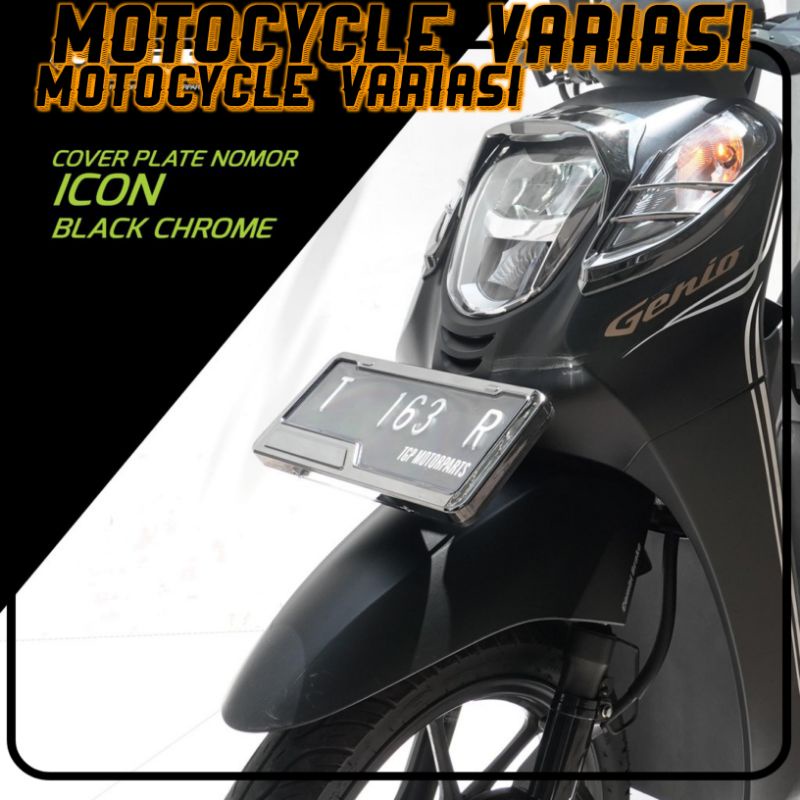 Cover plat nomor Fazzio Black Chrom Premium dudukan plat Fazzio Klasik.