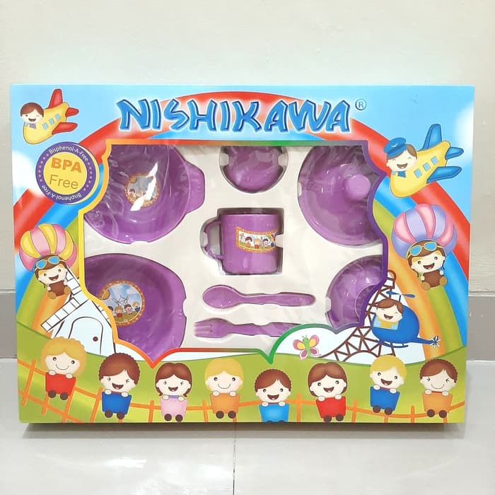 1 Set Tempat Makan Anak Nishikawa Ukuran Besar/Kecil/Sedang/ Alat Makan Bayi Lengkap/ Mangkok Bayi/A