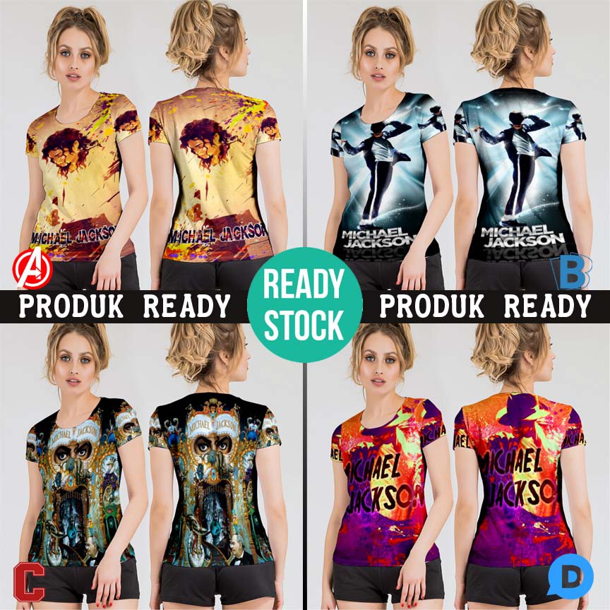 Kaos Wanita Michael Jackson Tshirt Bahan Polyester Jersey
