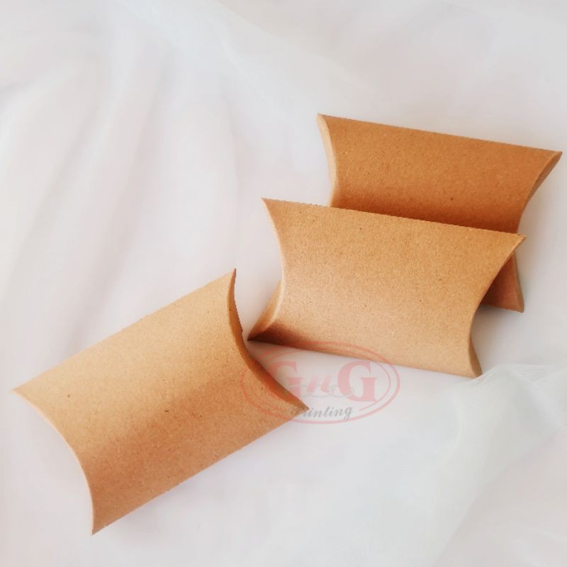 

20pcs - Paper Bag Pillow Gift Box Kotak Hadiah Packaging Kraft, 8,5x11,5x3 cm
