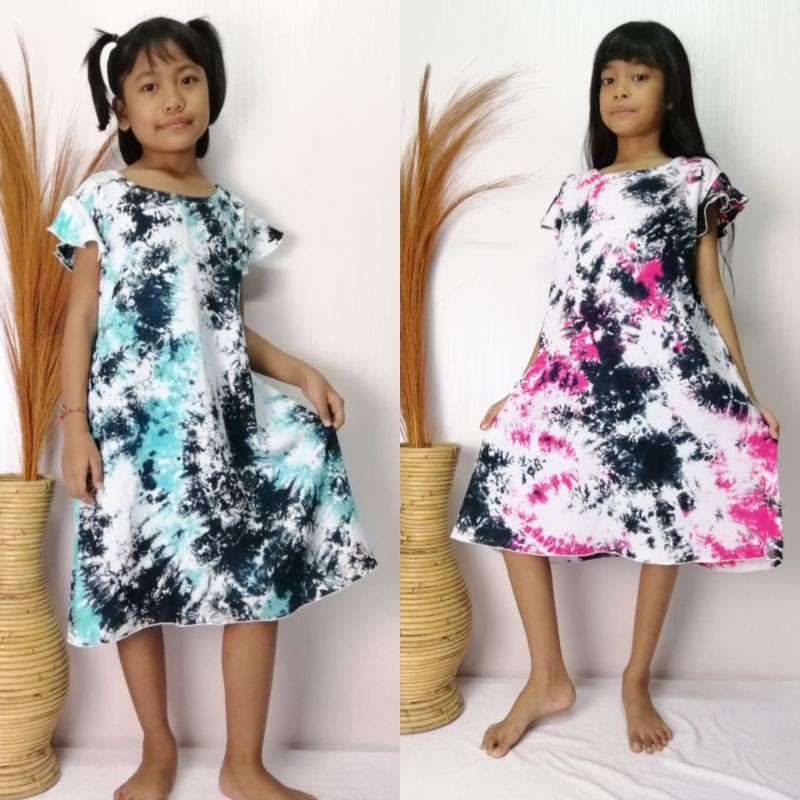 Dress Lala Tie Dye Anak Rayon Bali (2 th-9 th) / DRESS RAYON / DRESS TIE DYE / DRESS ANAK