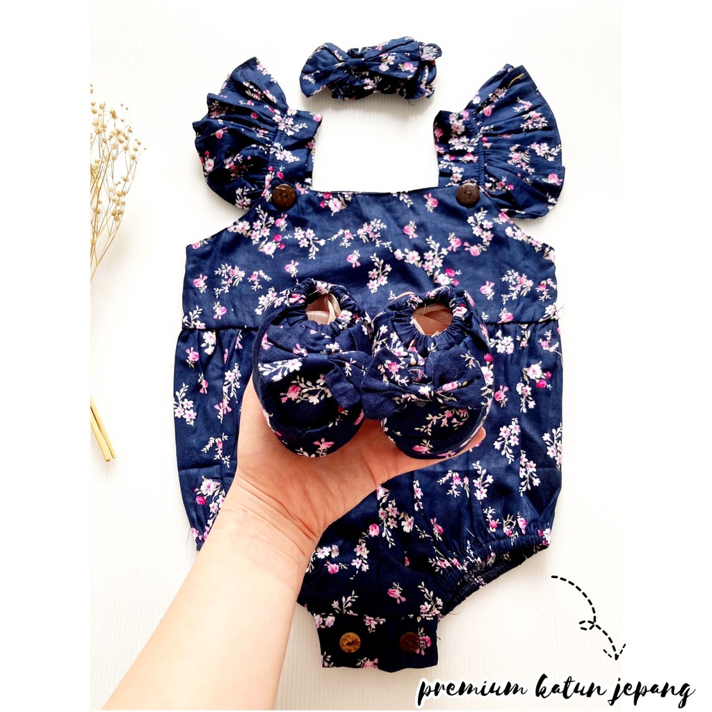 MICHELLE / MICHA / CHEERFUL kcg2 JUMPER Baju Jumper Bunga Bandana Sepatu Pergi Lucu Fashion Anak Bayi Perempuan Terlaris-khalisa navy