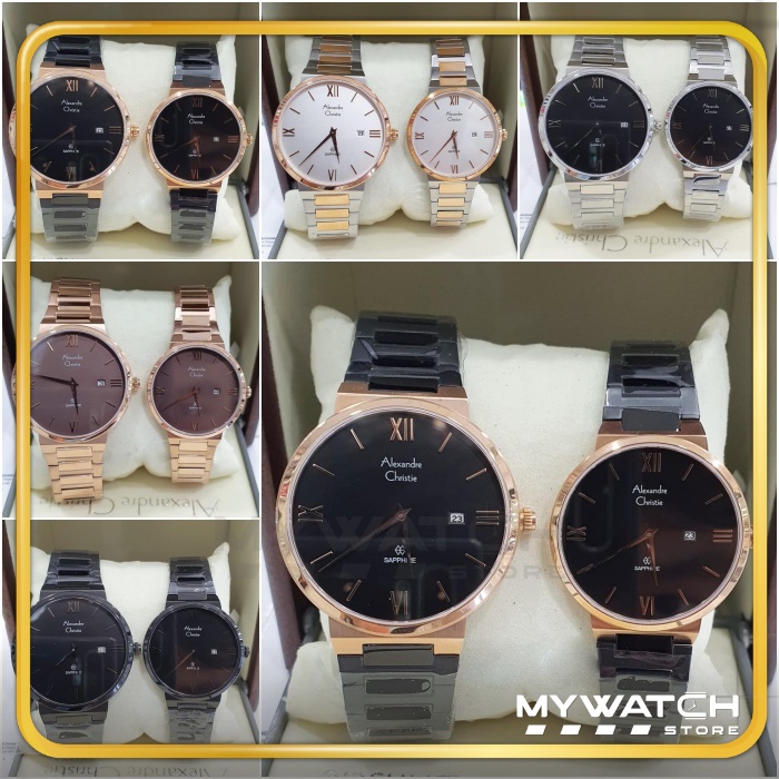 BISA SATUAN Jam Tangan Couple / Pria / Wanita Alexandre Christie AC 8564 Sapphire Crystal Kaca Safir