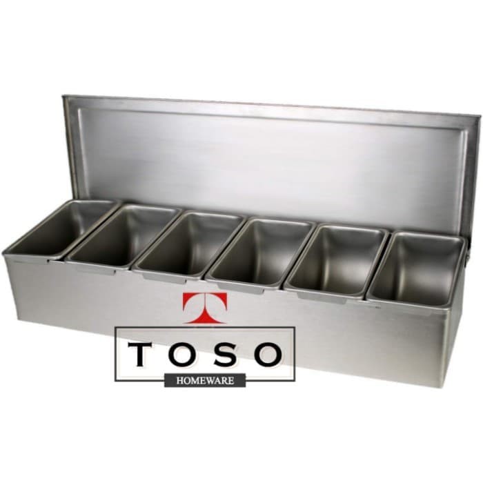 

Full Stainless Condiment Compartment 6 Tempat Bumbu Topping Sekat 6