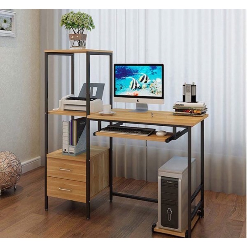 meja belajar minimalis industrial 2 laci