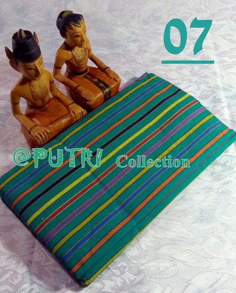 Kain Lurik Tenun Hijau Bergaris Kuning Orange ( 2 meter )