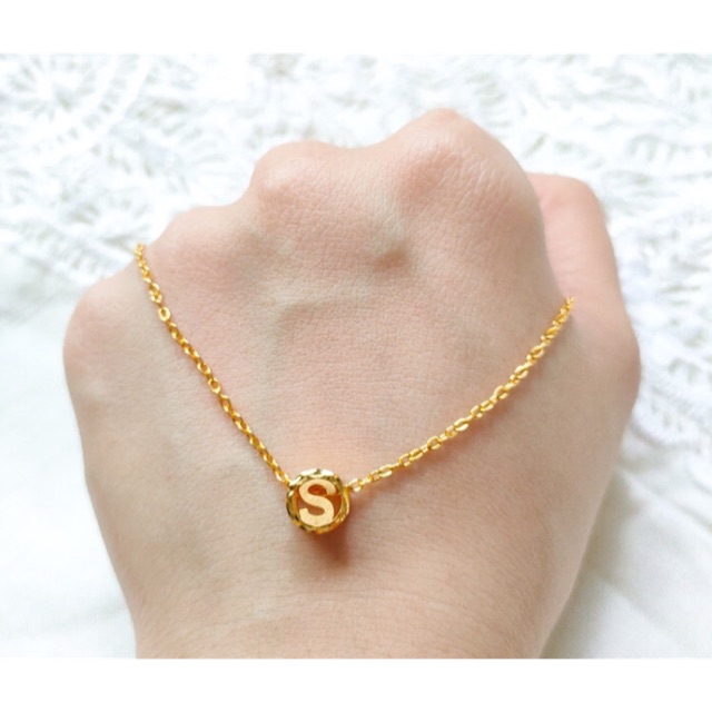 Set Kalung Nory dan Liontin Huruf S Elegant Emas Asli