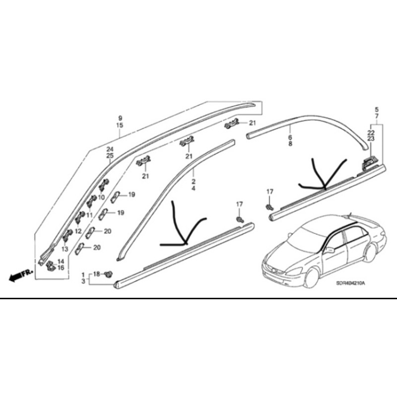 pelipit luar honda accord cm5 2003-2007