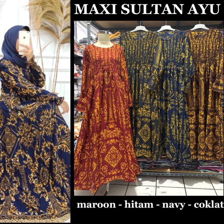 BISA COD MAXY SULTAN AYU GAMIS JUMBO XXL KATUN RAYON SYAHRINI KERUT MAYUNG MEWAH PREMIUM DRESS MAXI