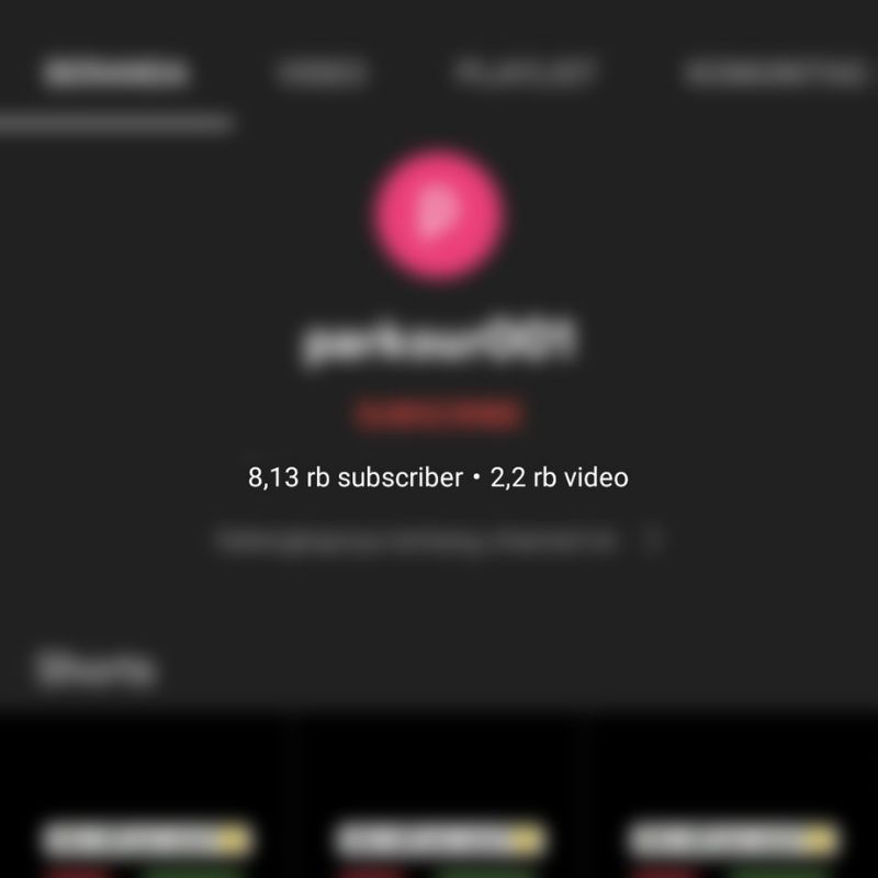 Akun Youtube 8k subscriber