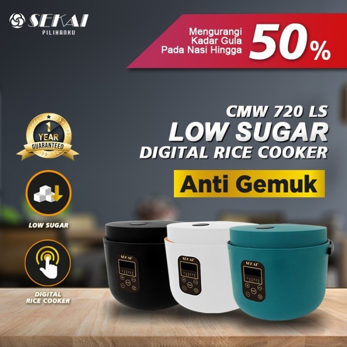 SEKAI CMW 720 RICE COOKER LOW CARBO LESS SUGAR 1 Liter  Low Sugar Low Carbo. Menurunkan kadar gula pada beras